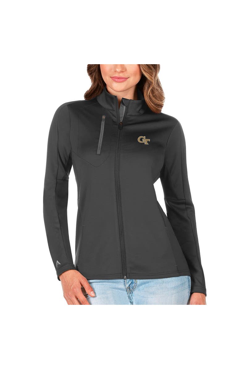 ANTIGUA Women's Antigua Graphite/Silver Georgia Tech Yellow Jackets Generation Full-Zip Jacket, Main, color, 