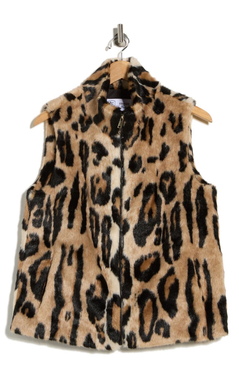 La Fiorentina Leopard Faux Fur Vest, Alternate, color, 