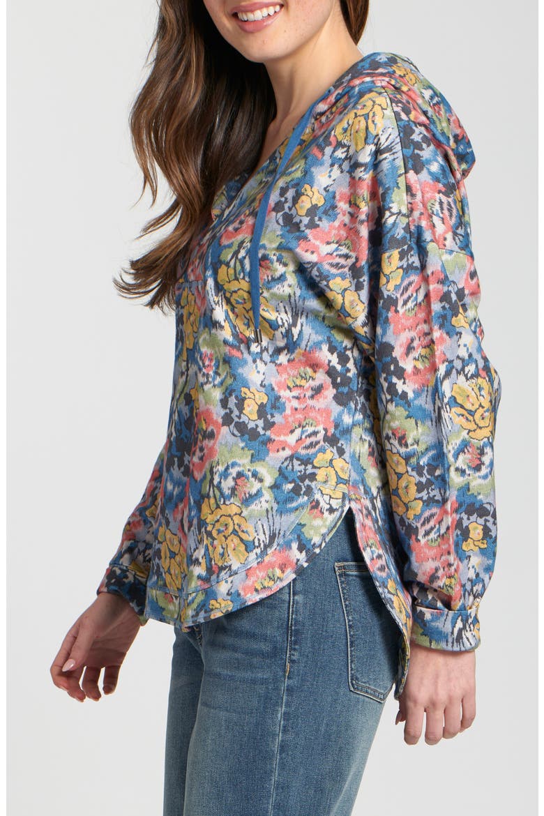 Print Cotton Hoodie, Alternate, color, INDIGO MULTI