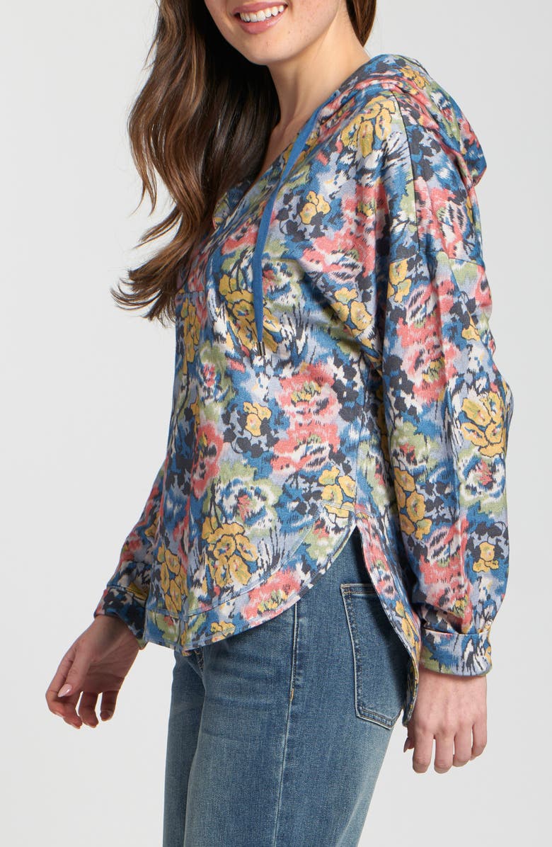 APNY Print Cotton Hoodie, Alternate, color, Indigo Multi