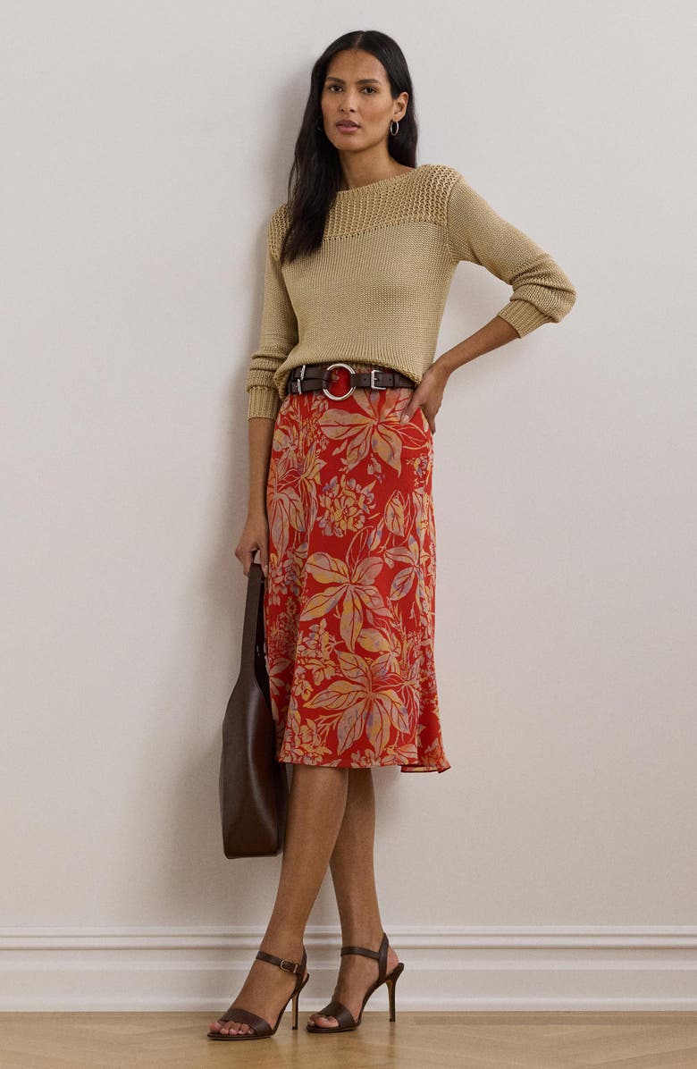 Lauren Ralph Lauren Crinkle Floral Georgette Midi Skirt, Alternate, color,