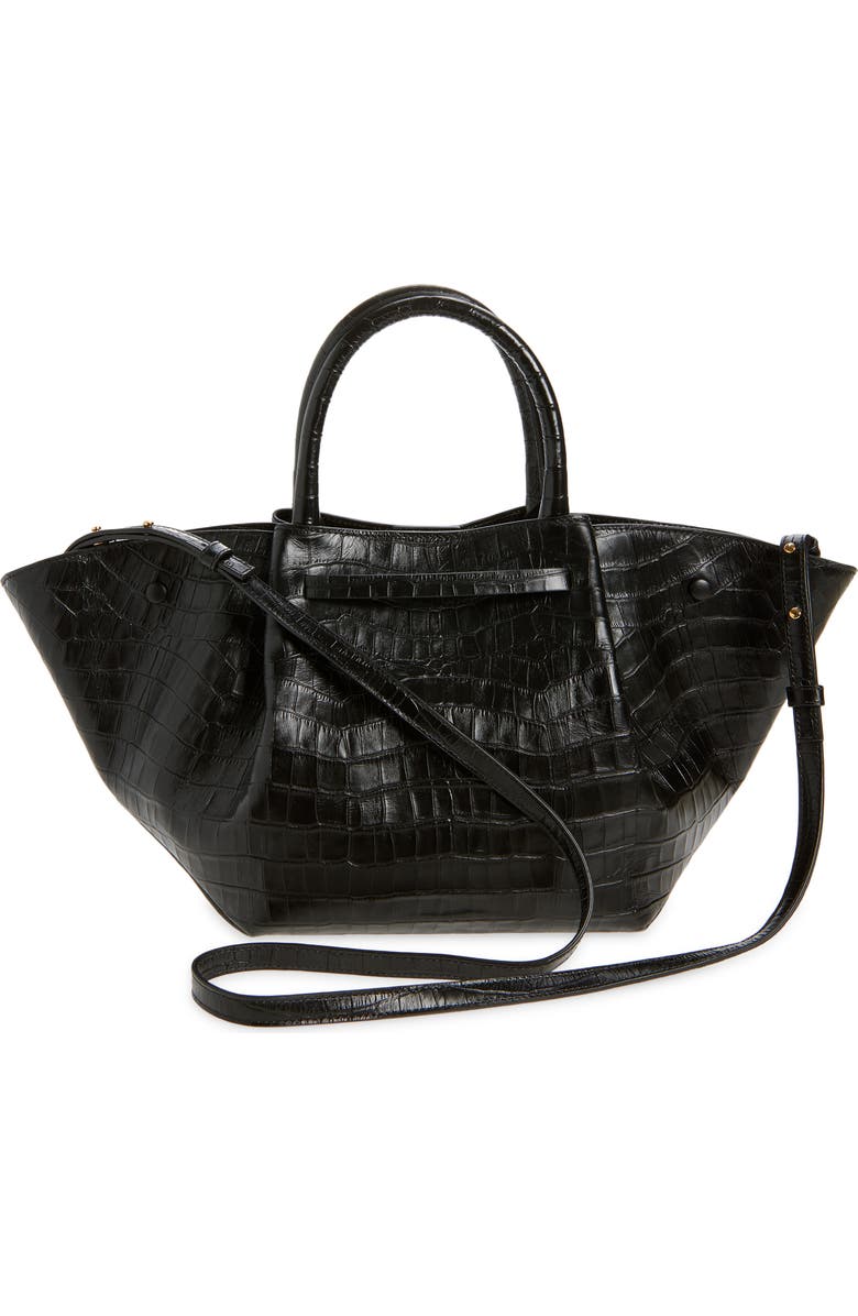 DeMellier New York Leather East/West Midi Tote, Alternate, color, Black Croc Effect