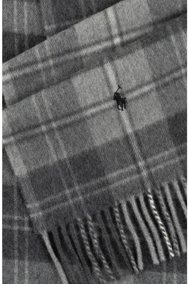 Plaid Wool & Cashmere Scarf, Alternate, color, CHARCOAL/ GREY