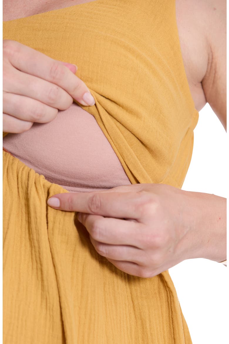 Melody Organic Cotton Gauze Maternity/Nursing Midi Dress, Alternate, color, CUMIN