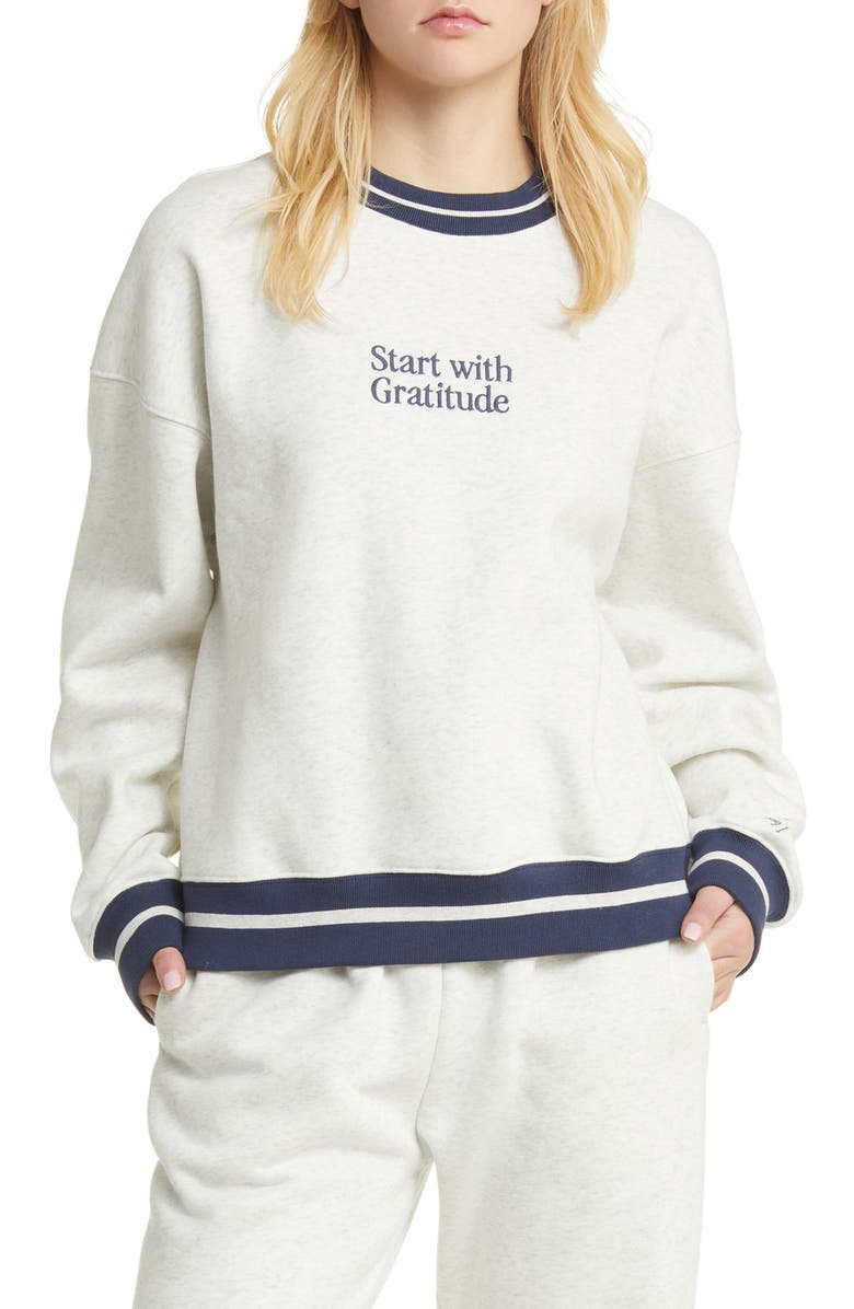 THE MAYFAIR GROUP Start With Gratitude Crewneck Sweatshirt, Main, color,