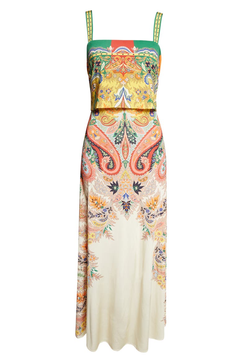 Paisley Print Stretch Maxi Sundress, Alternate, color, PRINT ON WHITE BASE