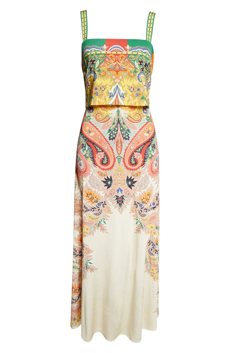 Etro Paisley Print Stretch Maxi Sundress, Alternate, color, Print On White Base