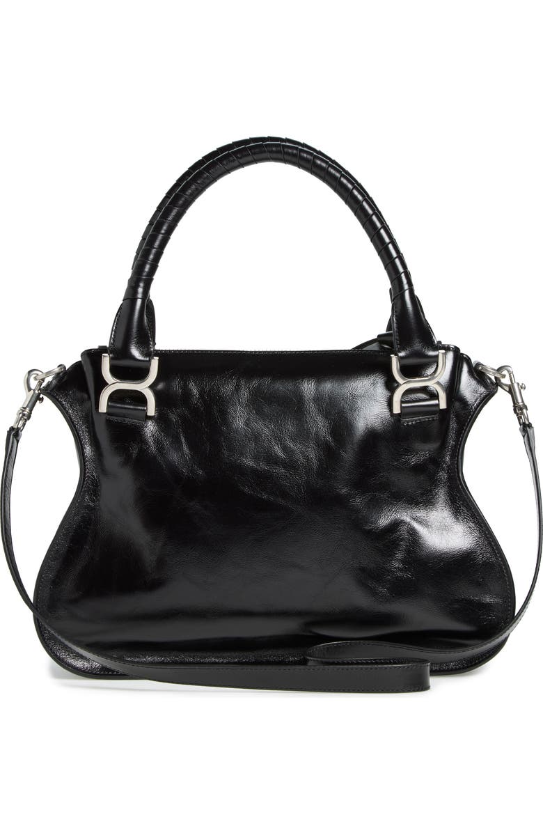 Chloé Medium Marcie Leather Satchel, Alternate, color, 001 Black