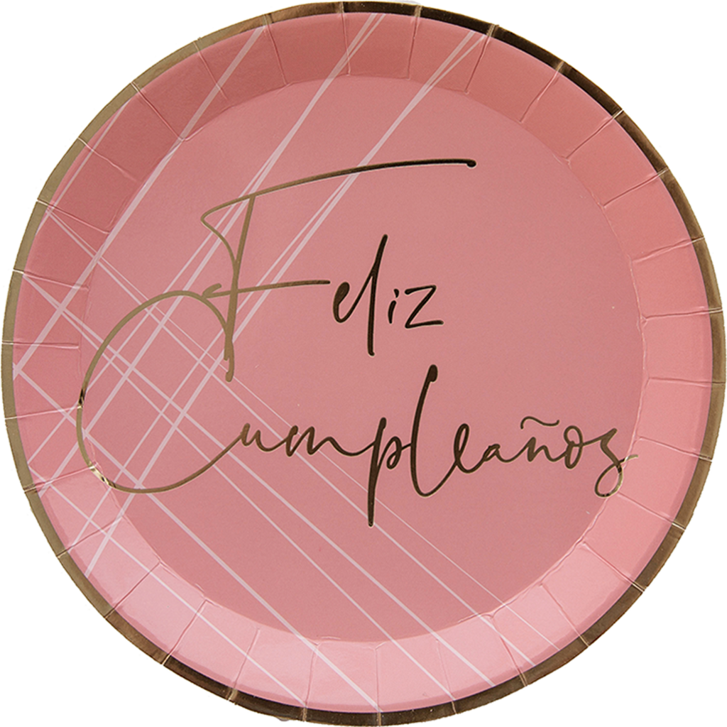 Jollity & Co Feliz Cumpleaño Dessert Plates In Pink