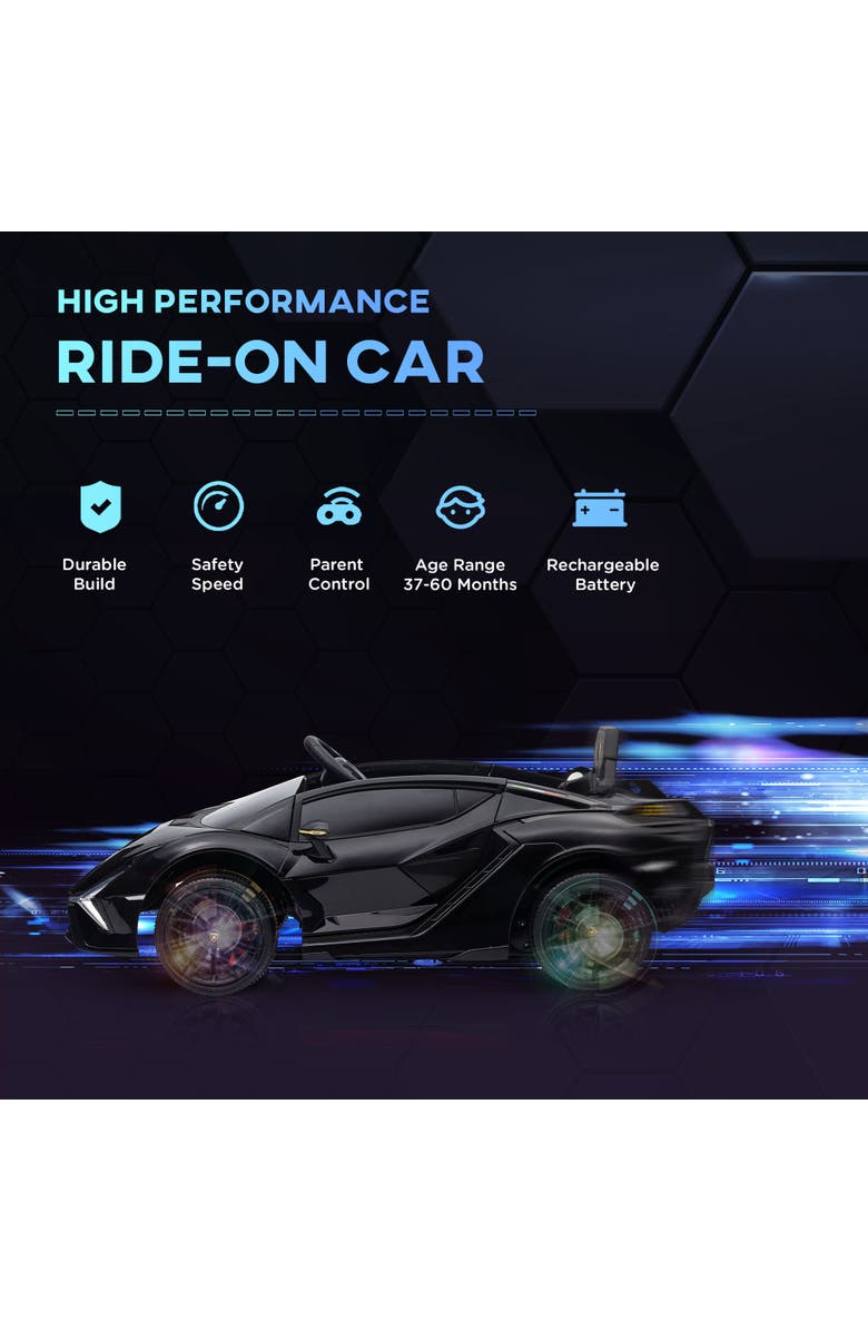 Aosom 12V Lamborghini SIAN Licensed Ride on Car with Remote Control, Horn, Music, Headlights, Alternate, color, Black