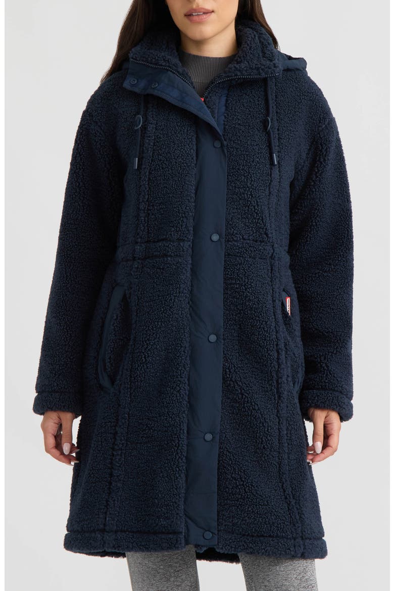 Iris High-Pile Fleece Longline Coat, Main, color, MIDNIGHT