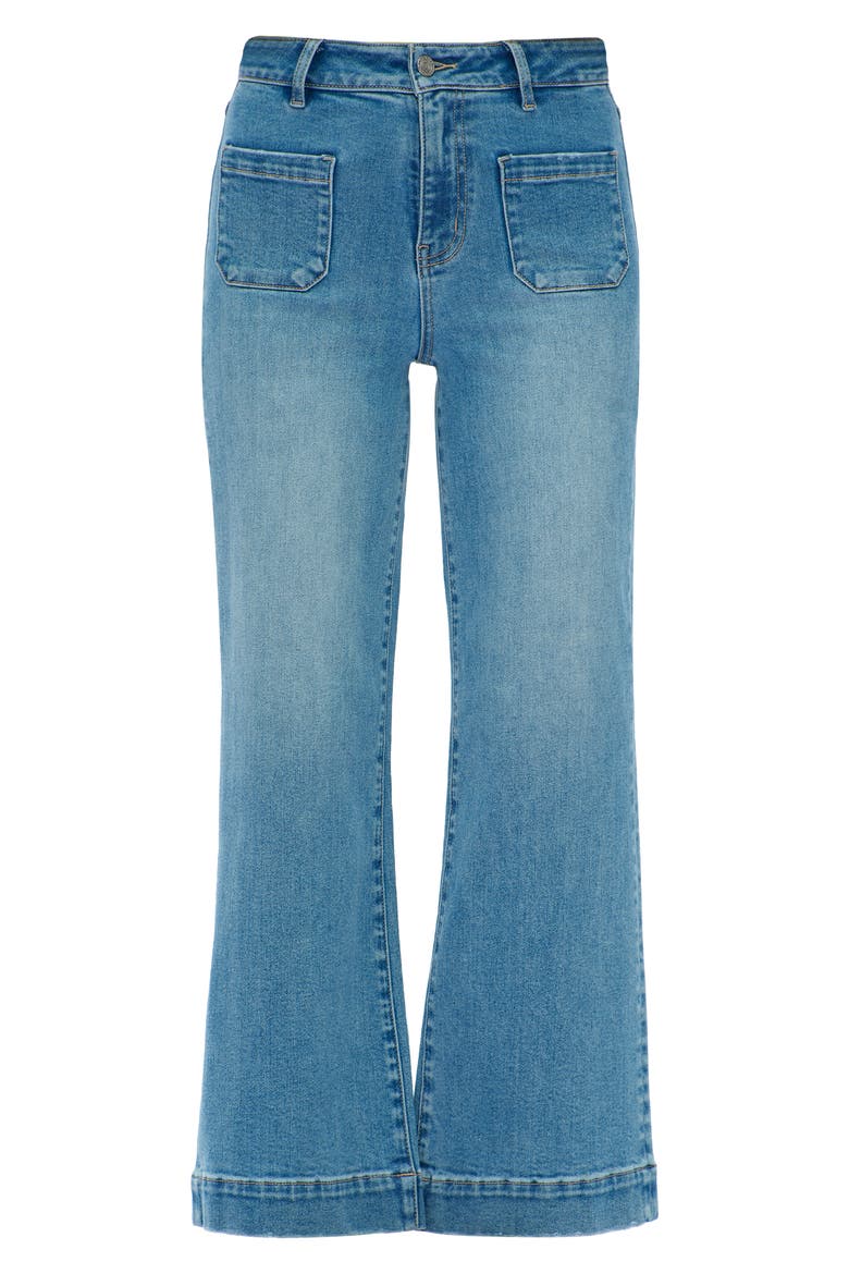 Patch Pocket High Waist Wide Leg Jeans, Alternate, color, MEDIUM BLUE