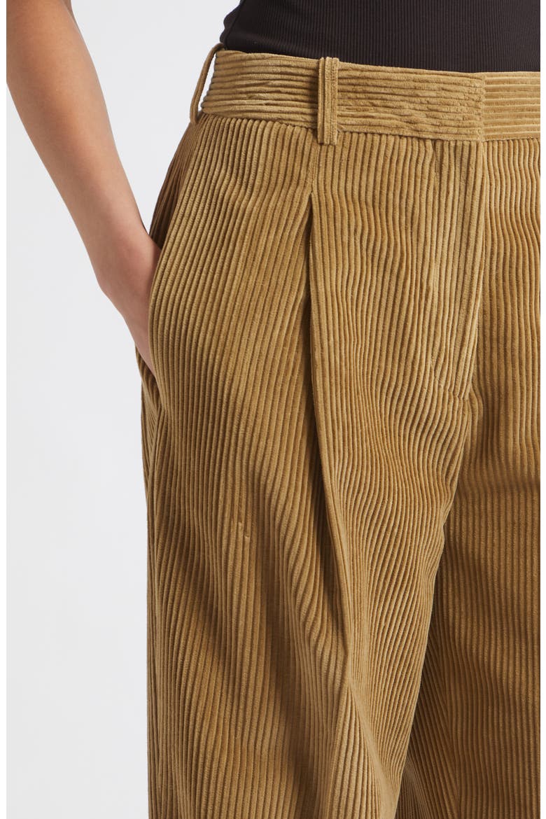 Ted Pleated Lower Waist Corduroy Trousers, Alternate, color, BEIGE