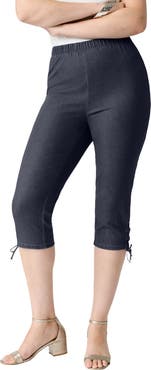 Roaman's Plus Size Comfort Stretch Lace Up Capri Jean