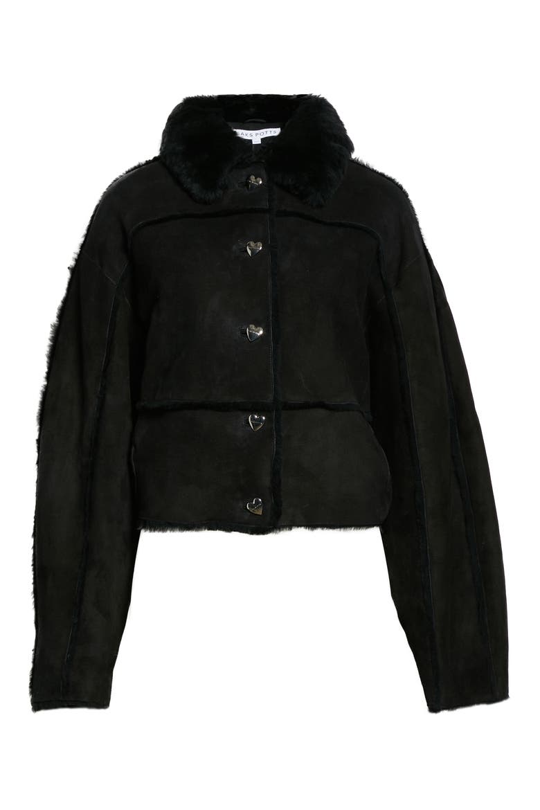 Kahlo Genuine Shearling Crop Jacket, Alternate, color, BLACK