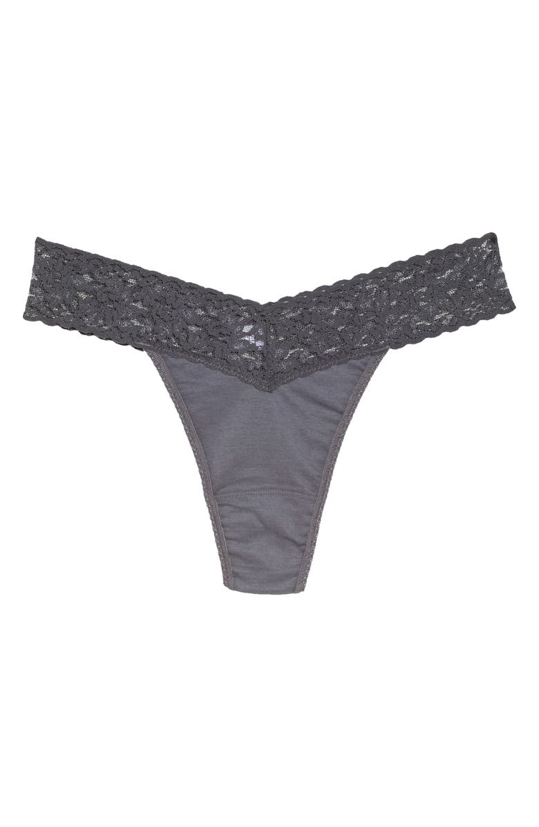 Hanky Panky Cotton & Stretch Lace Original Rise Thong, Alternate, color, 