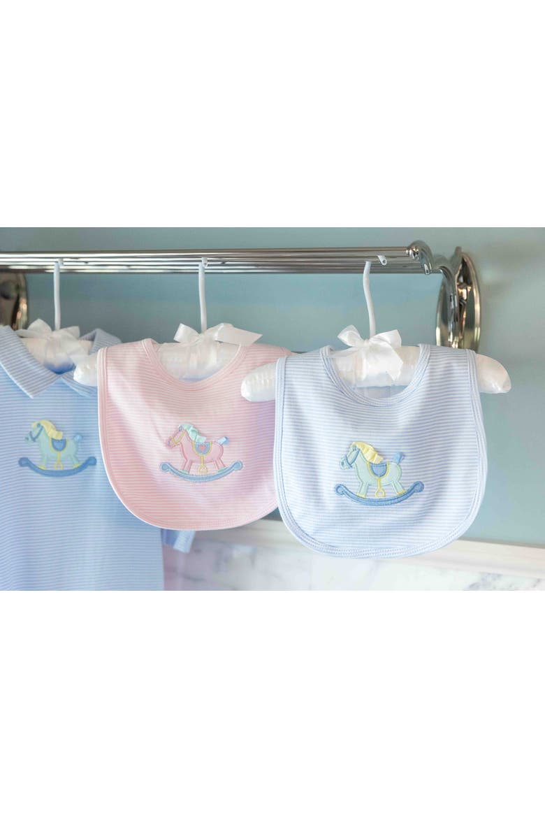 Stripe Knit Bib With Rocking Horse, Alternate, color, Light Blue, White