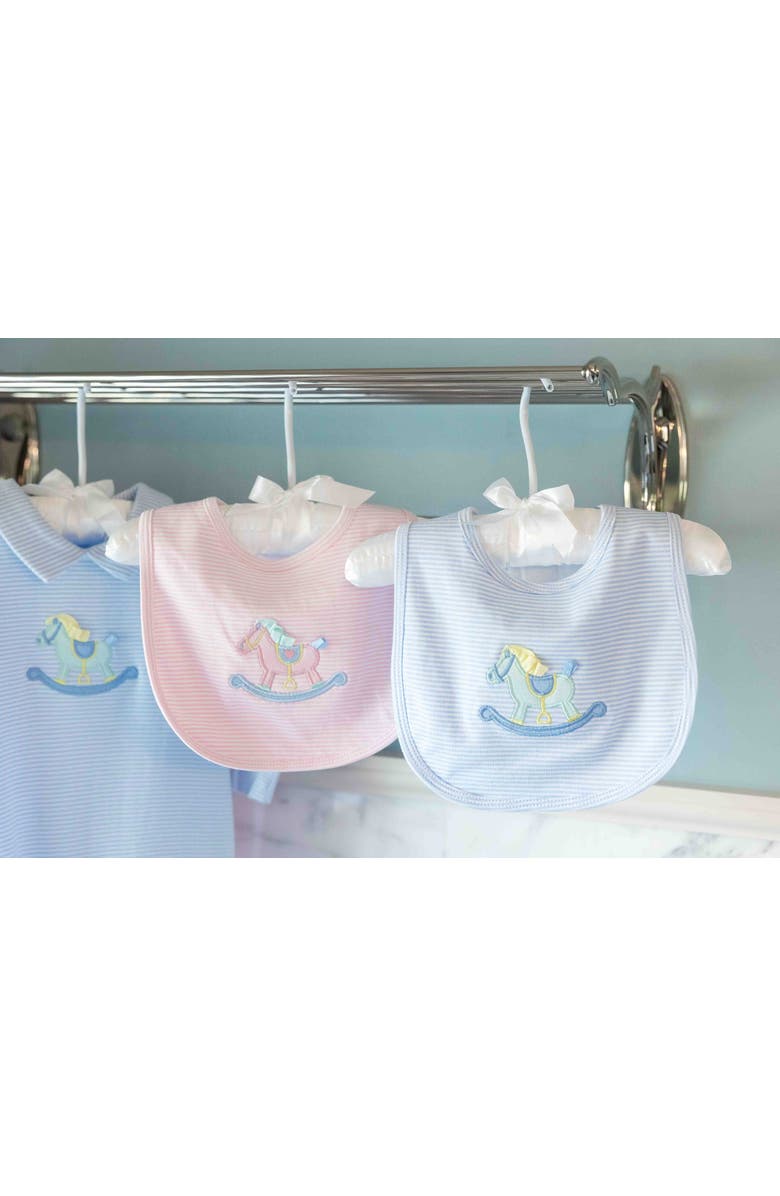 Florence Eiseman Stripe Knit Bib With Rocking Horse, Alternate, color, Pink, White