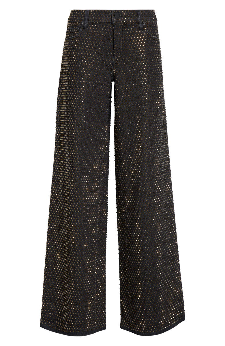 Alice + Olivia Amazing Stud Embellished Baggy Wide Leg Jeans, Alternate, color, Maya Charcoal Black
