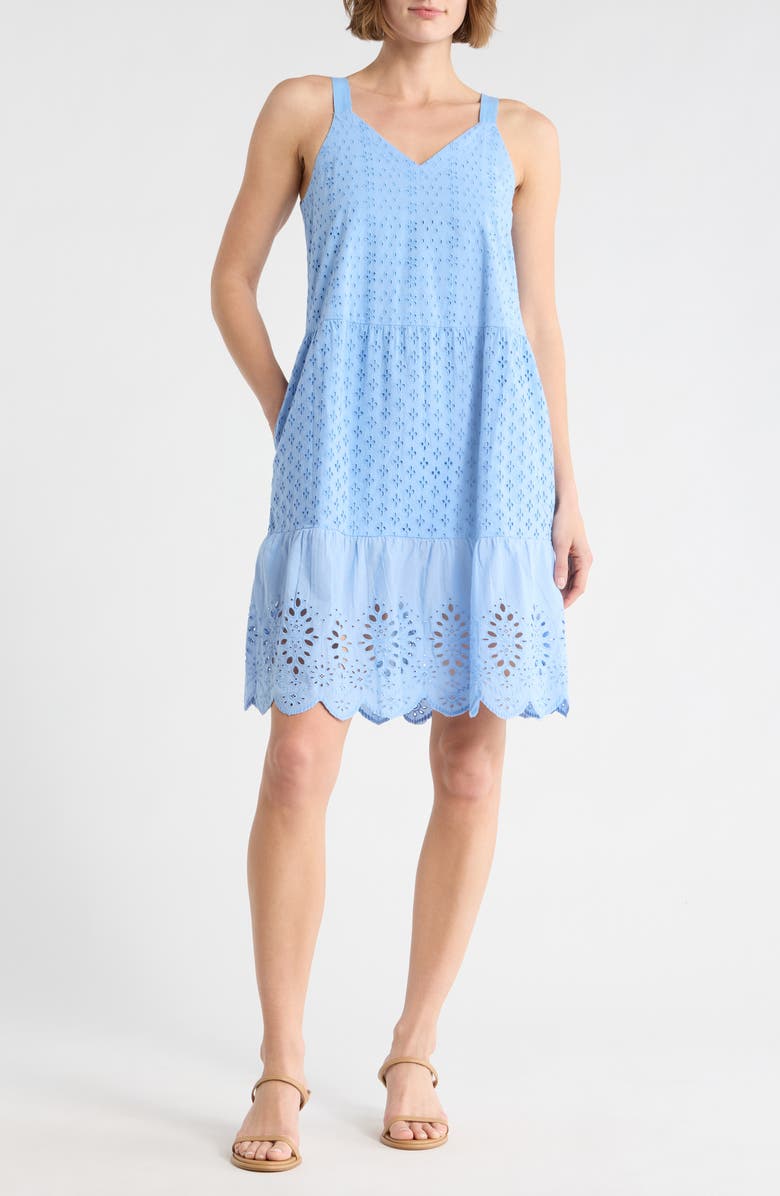 Splendid Napa Cotton Eyelet Sundress, Main, color, Steel Blue