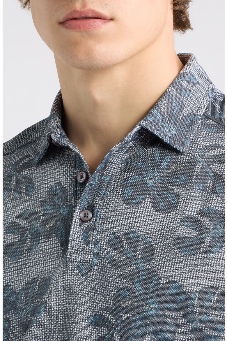 Emfielder Hibiscus Springs Floral IslandZone® Polo, Alternate, color, BLACK