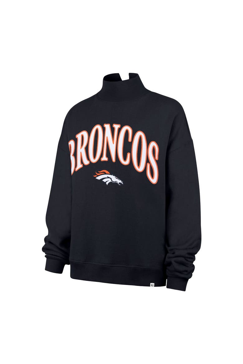 Women's '47 Navy Denver Broncos Oversized Vantage Mock Neck Sweatshirt, Alternate, color, Navy