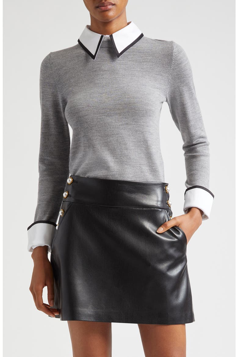 Porla Collared Wool Sweater, Main, color, MEDIUM HEATHER GREY