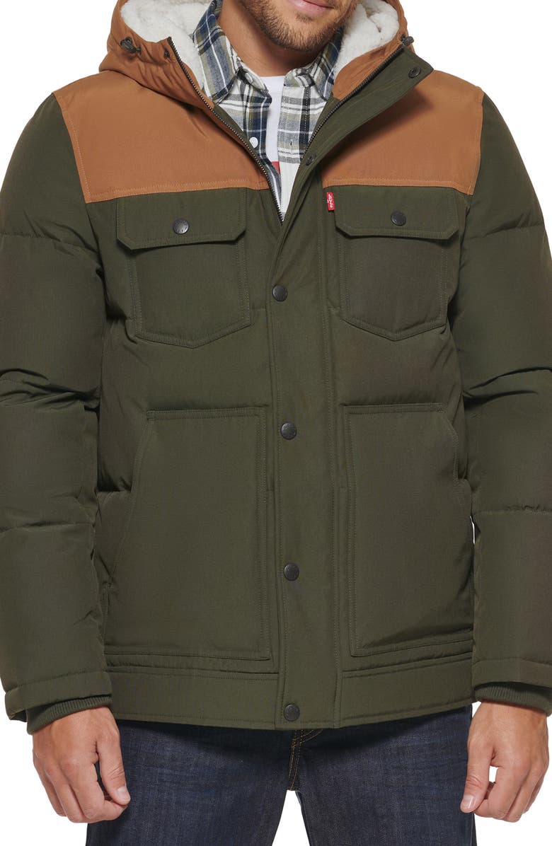 Levi's<sup>®</sup> Quilted Water Resistant Hooded Puffer Jacket, Alternate, color,