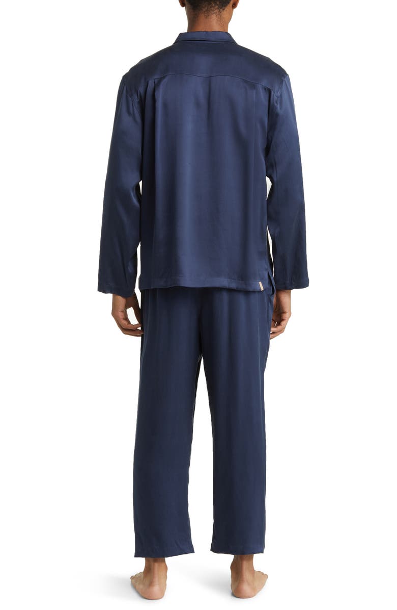 Lunya Long Sleeve Washable Silk Pajamas, Alternate, color, Deep Blue