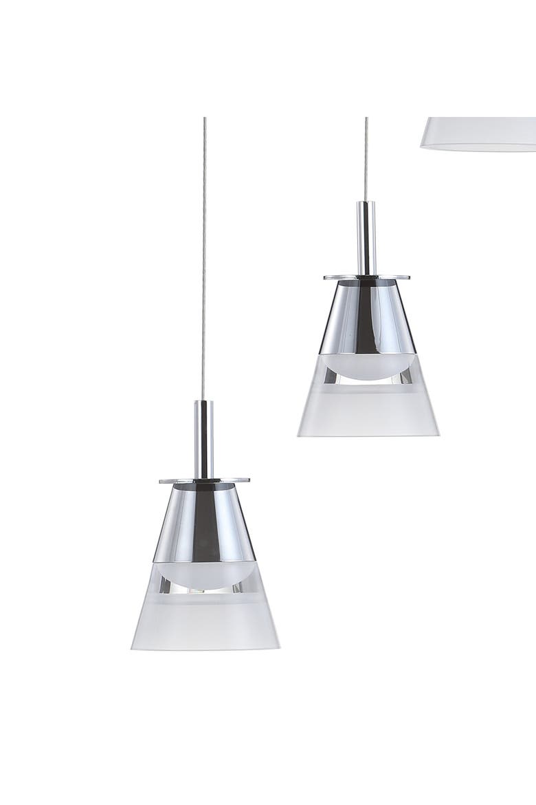 Alain 3-Light Adjustable Cascading Metal Integrated Cluster LED Pendant, Alternate, color, Chrome/White