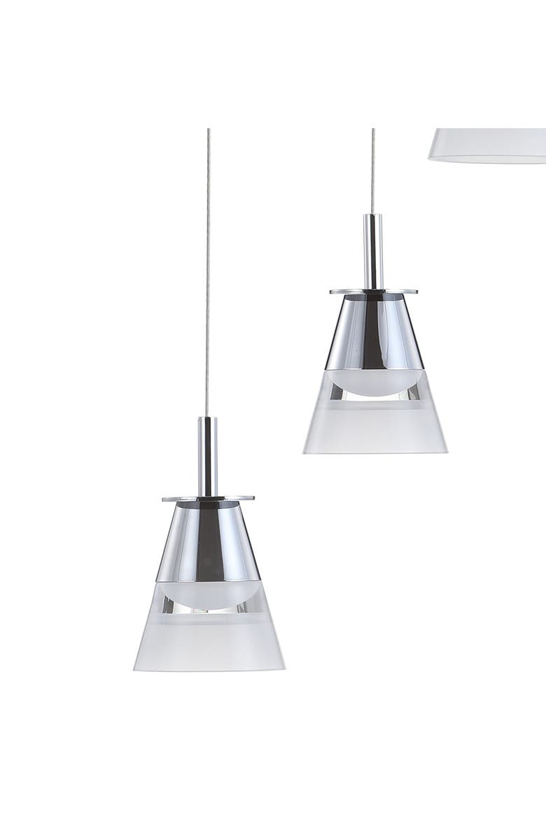 JONATHAN Y Alain 3-Light Adjustable Cascading Metal Integrated Cluster LED Pendant, Alternate, color, Chrome/White