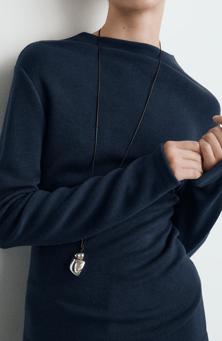 MANGO Funnel Neck Sweatshirt, Alternate, color, Navy