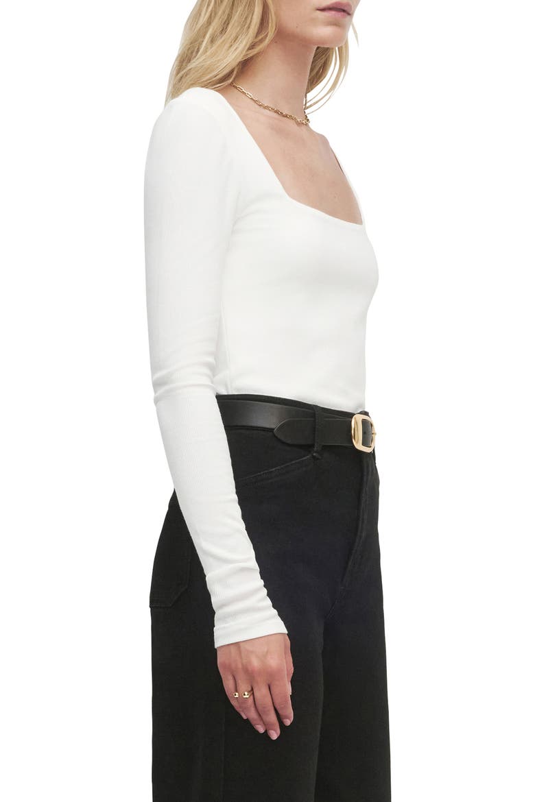 The Harvey Fitted Square Neck Rib Sweater, Alternate, color, WHITE