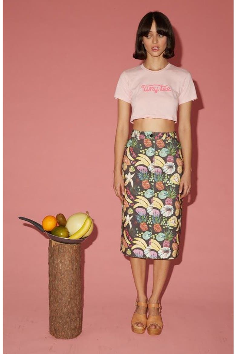 'Hilary' Denim Pencil Skirt, Alternate, color, TUTTI FRUTTI BLACK