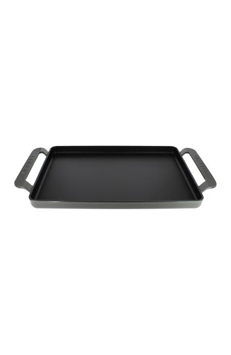 14" Caviar Grey Rectangular French Enameled Cast Iron Griddle