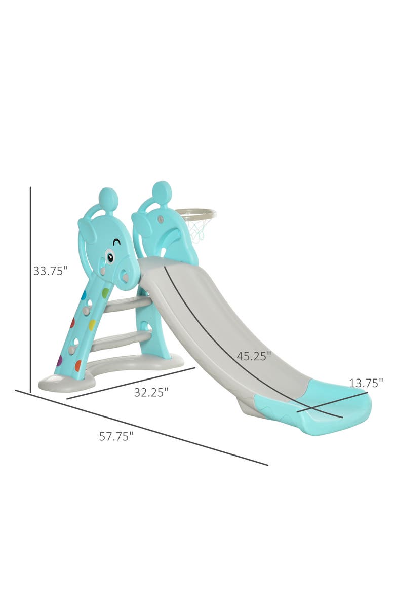 Qaba 2-in-1 Kids Slide, with Basketball Hoop, Indoor/Outdoor, Alternate, color, Blue, Grey