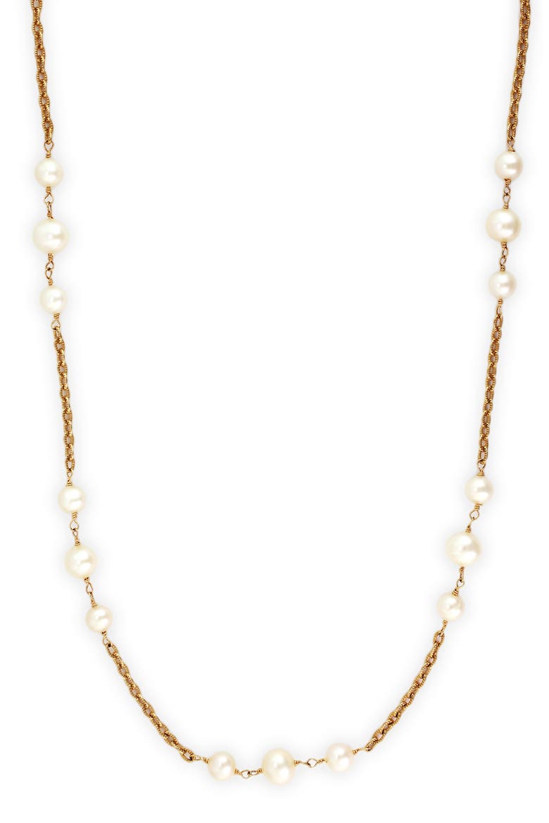 14K Yellow Gold Scattered Pearl Chain Necklace, Main, color, 14K Gold