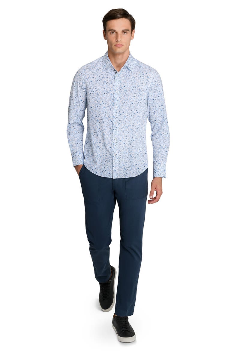 Botanical Print Woven Long Sleeve Basic, Alternate, color, WHITE/BLUE
