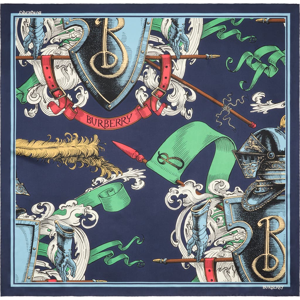 Burberry Etched Knight Silk Scarf In Blue
