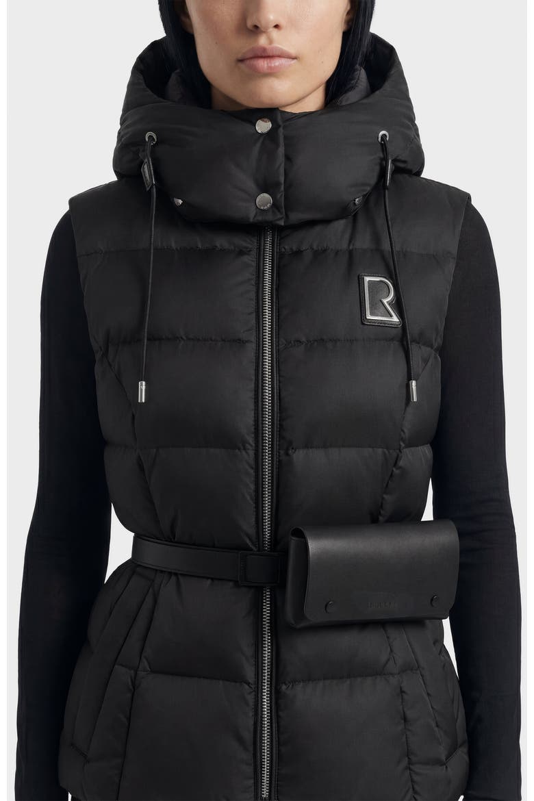 Cassidy Women's Down Vest with Removable Hood & Pouch Belt, Alternate, color, Black