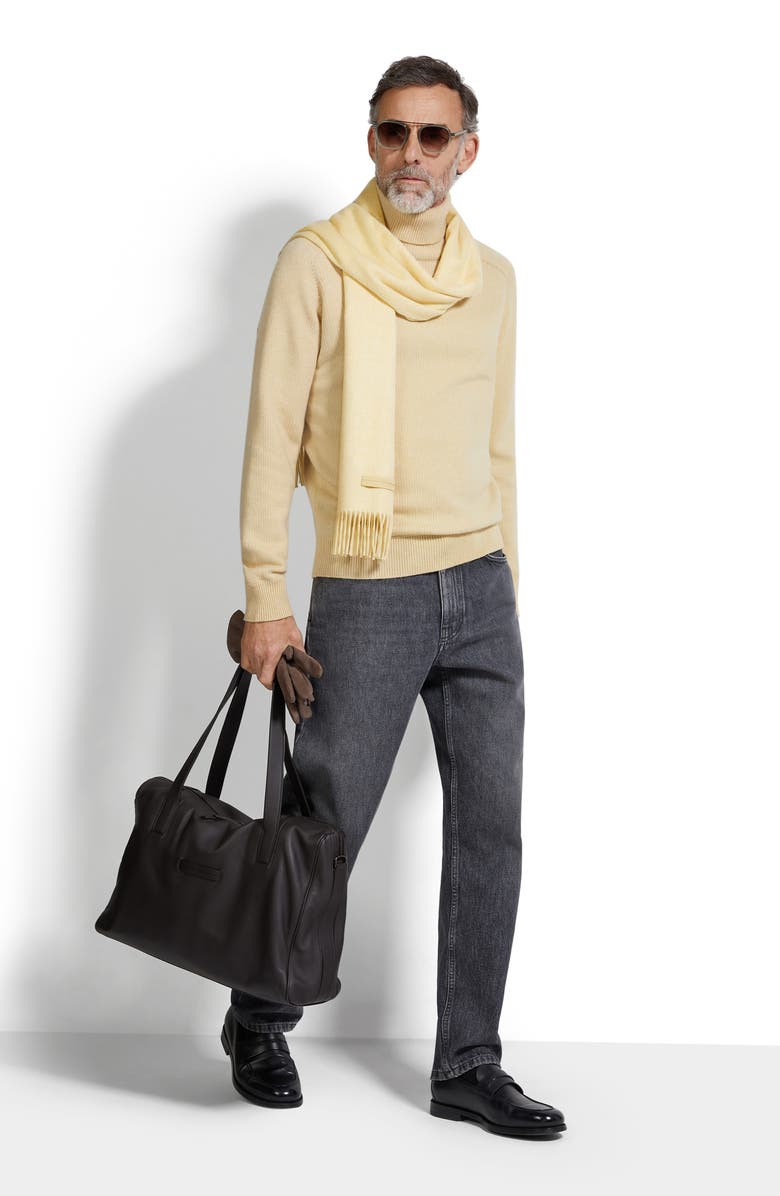 ZEGNA Cashmere Rib Turtleneck Sweater, Alternate, color, Pastel Yellow Multimelange