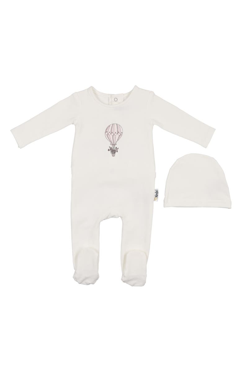 Manière Hot Air Balloon Footie & Hat Set, Main, color, Ivory