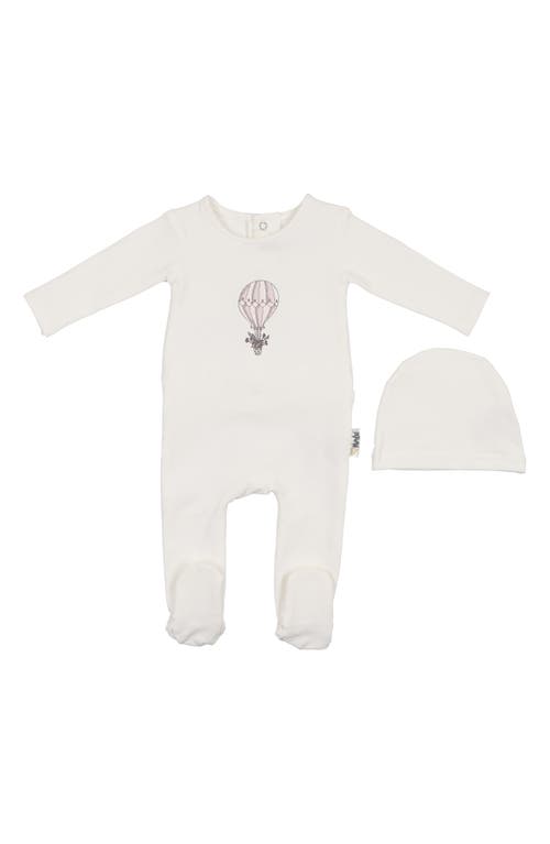 Maniere Manière Hot Air Balloon Footie & Hat Set In White