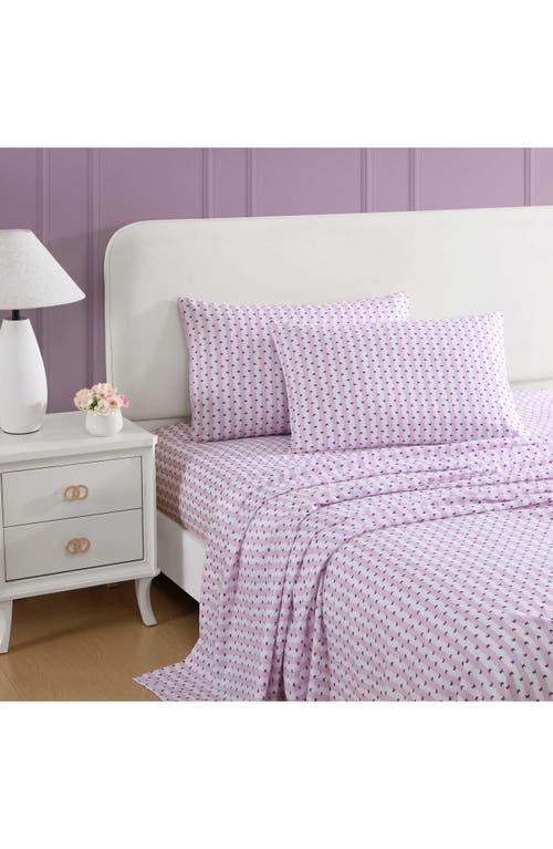 Betsey Johnson Butterfly Stripe Sheet Set In Purple