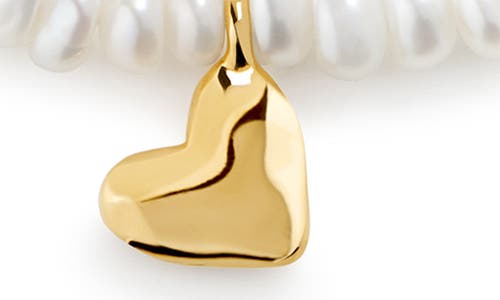 Monica Vinader Gold Heart Mini Pearl Bracelet Pearl In 18ct Gold Vermeil/pearl