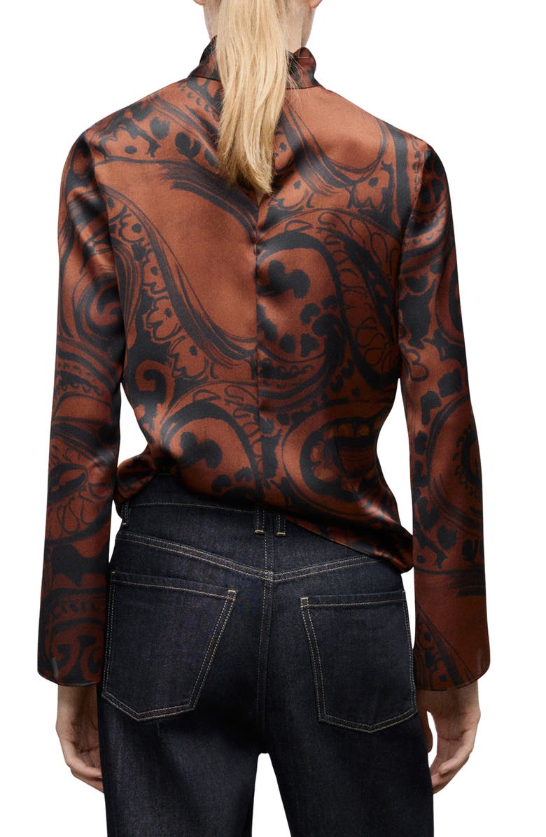 MANGO Paisley Print Satin Top, Alternate, color, Burnt Orange