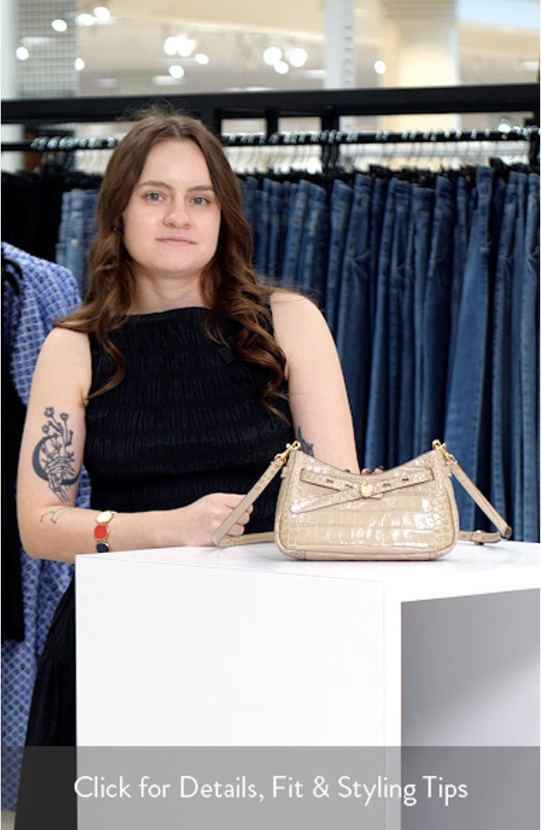 Romy Zip Top Croc Embossed Leather Crossbody Bag, sales video thumbnail