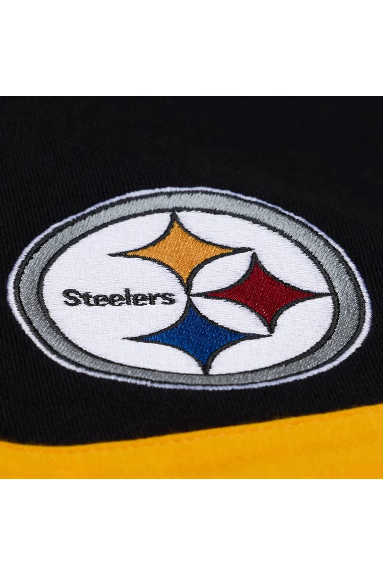 Women's Mitchell & Ness  Black Pittsburgh Steelers  Cropped Long Sleeve Rugby Polo, Alternate, color, Black