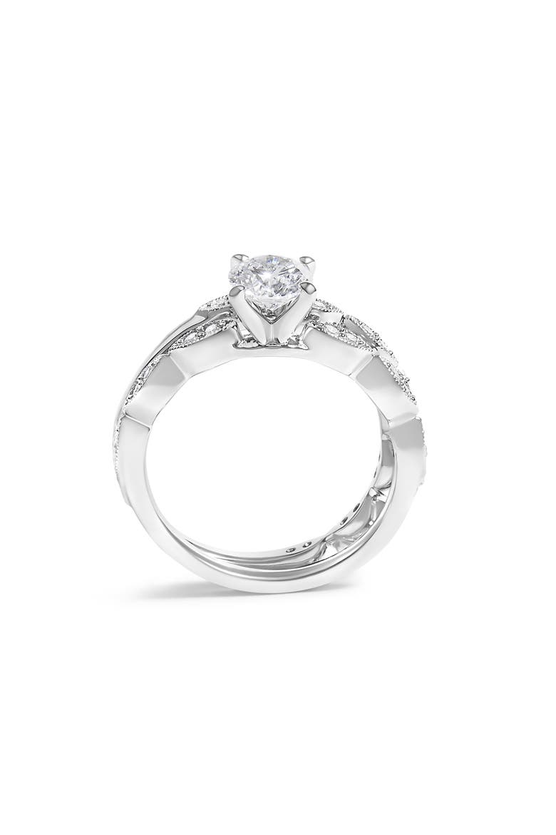 14K White Gold 1.0 Cttw Lab Grown Diamond Vintage Style Marquise Link Bridal Ring Set, Alternate, color, White