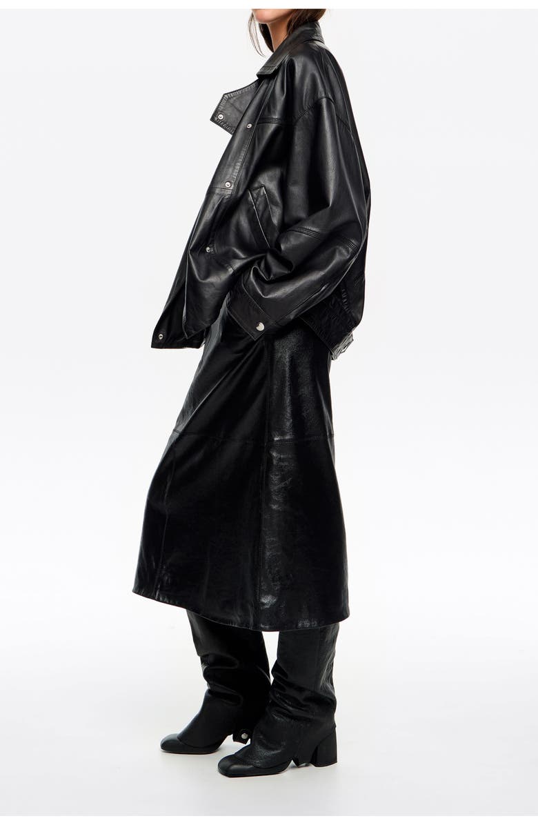 Bimba y Lola Oversize Leather Jacket, Alternate, color, Black